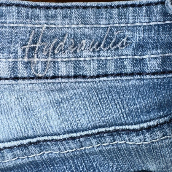 Hydraulic Jeans Cut Off Denim Thick Stitch Embroidered Shorts Size 15/16 - Picture 13 of 13